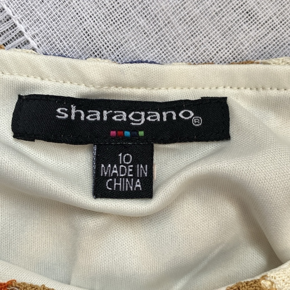 Sharagano crochet NWOT shortsleeved dress in earth tones. - Picture 5 of 17